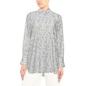 NWT LE SARTE PETTEGOLE Cotton Button-Up Shirt IT44, US8, Floral Blue Grey White